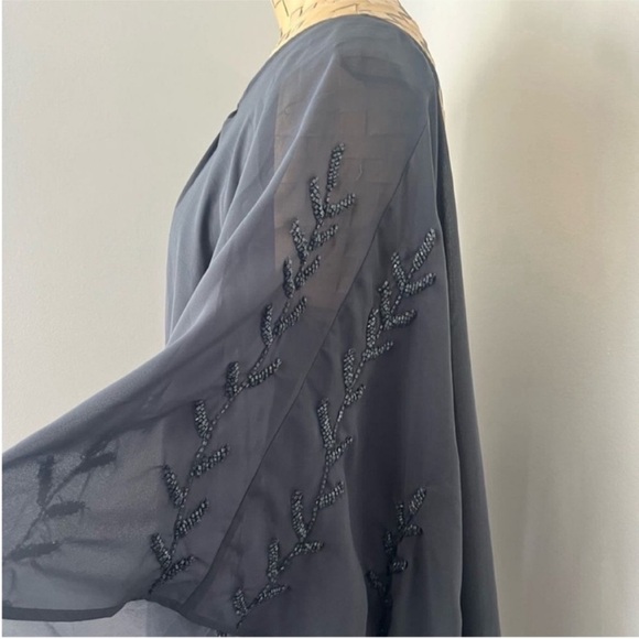 Free People Beaded Mini Pointed Cape Dress Grey - Picture 5 of 10